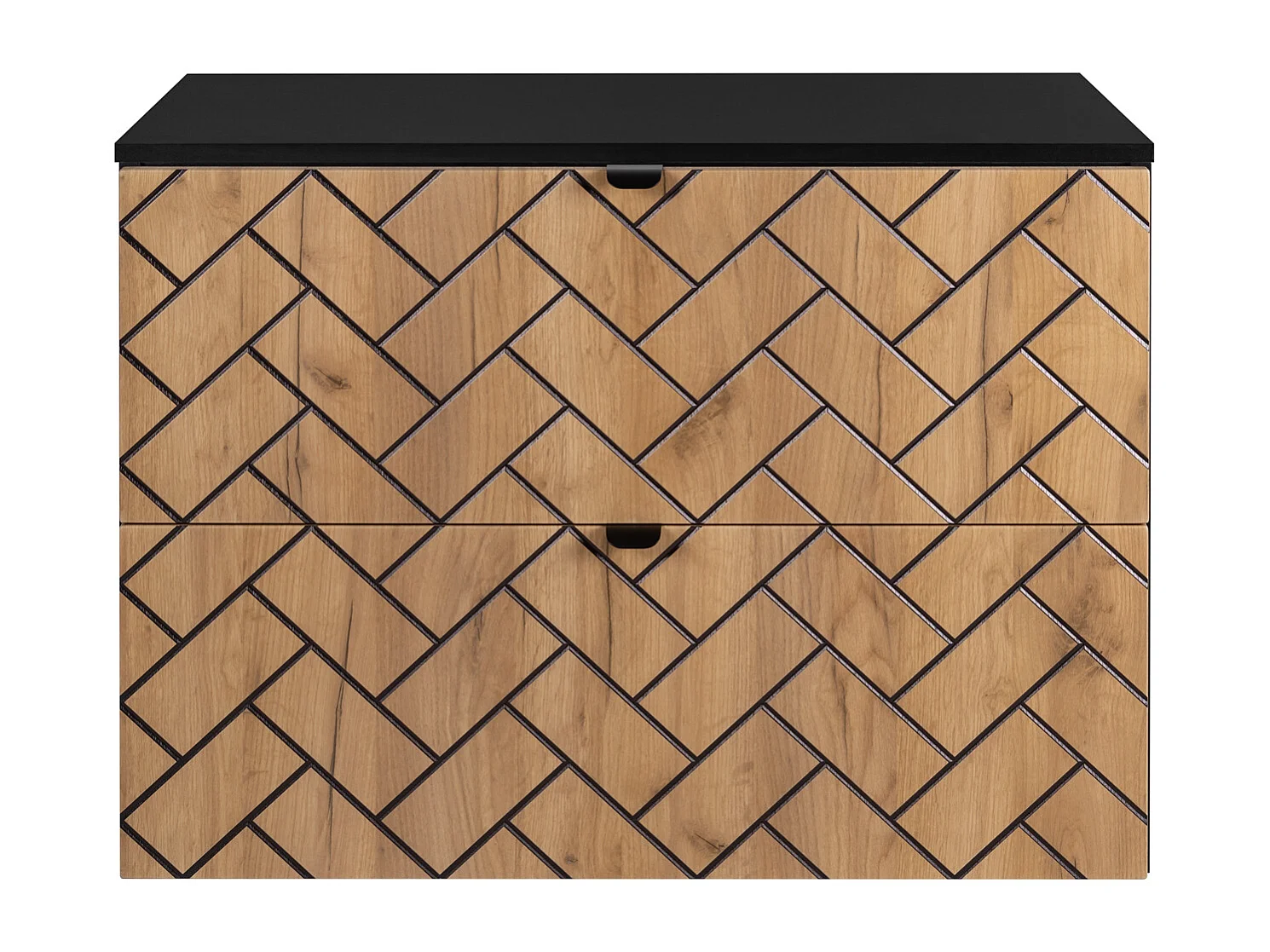 Meuble de salle de bain, Chêne artisanal doré, 80 x 57 x 46 cm, poignées noires