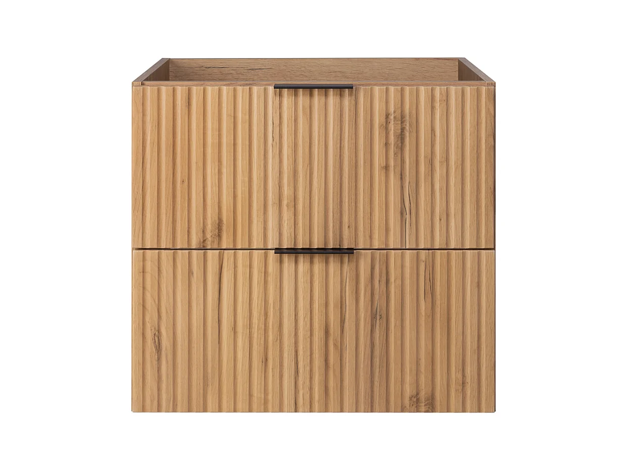 Meuble vasque, Chêne Craft, 60 x 57 x 46 cm, poignée noire, sans plateau