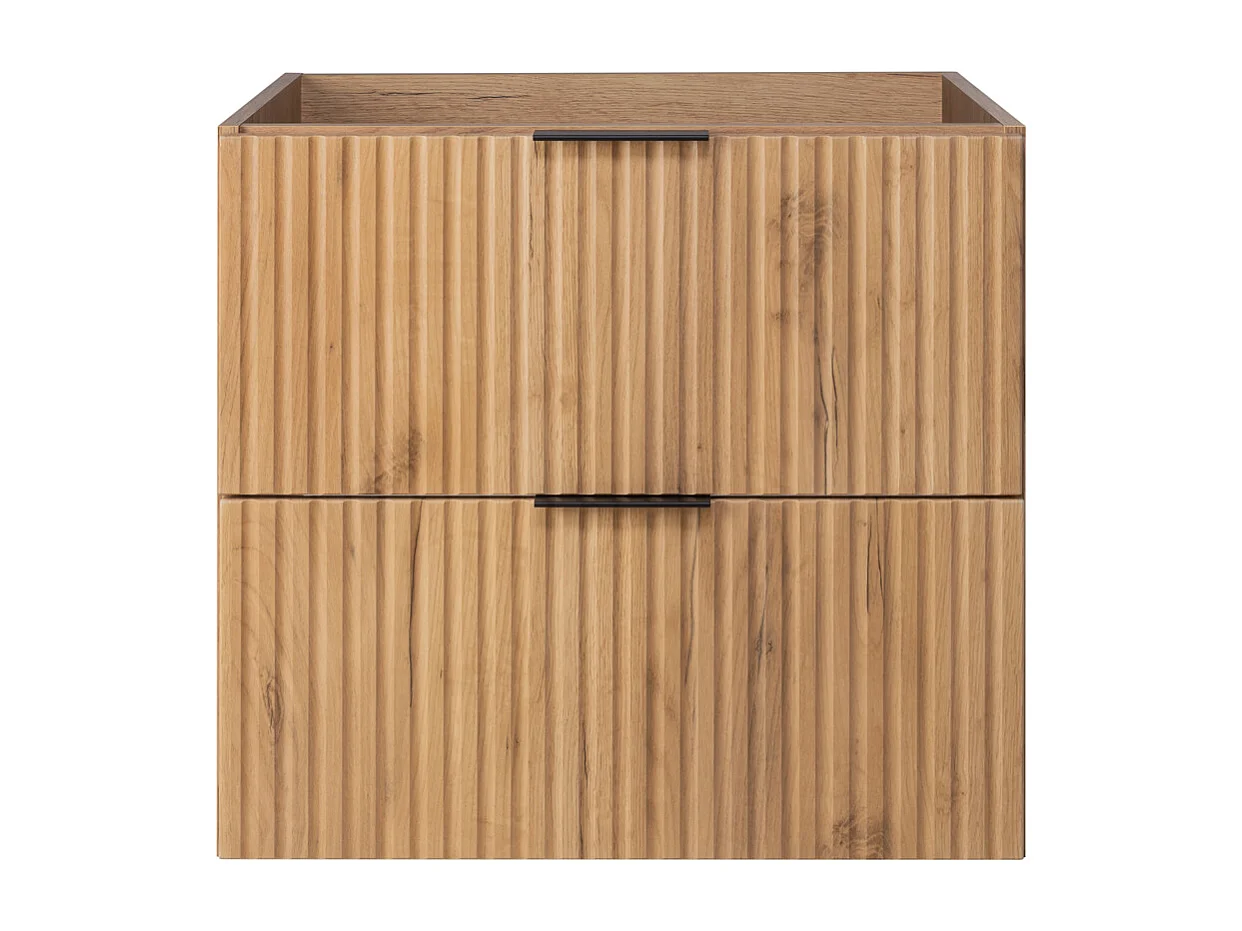 Meuble vasque, Chêne Craft, 60 x 57 x 46 cm, poignée noire, sans plateau