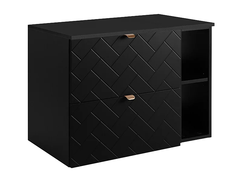 Meuble de salle de bain, Noir Mat, 80 x 57 x 46 cm, poignées dorées