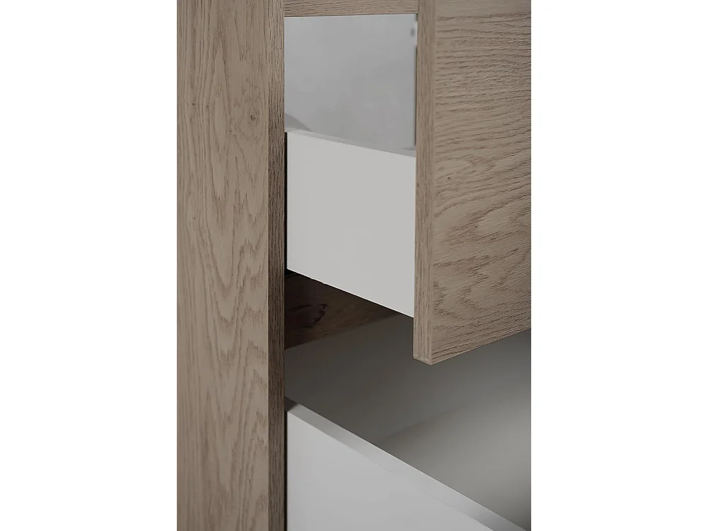 Meuble de salle de bain 60 cm avec plan de travail supérieur + pieds meuble, Couleur: Chêne Foncé, 60 x 77 x 46 cm