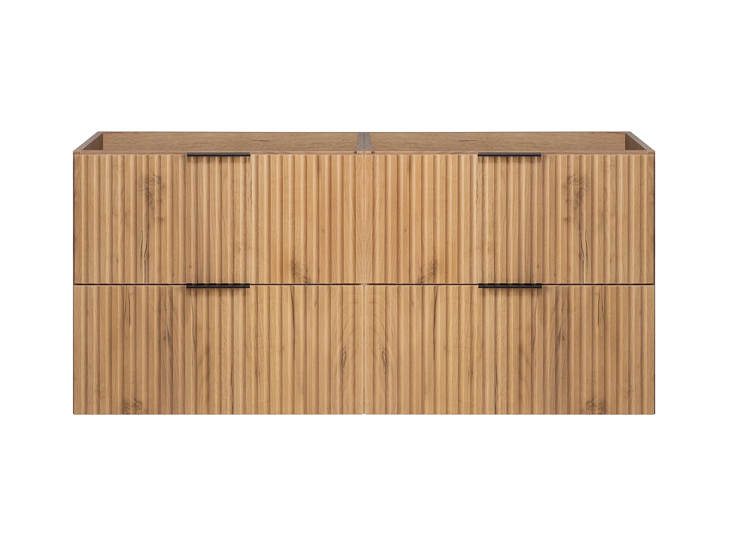 Meuble vasque, Chêne Craft + poignée noire, 120 (2 x 60) x 57 x 46 cm
