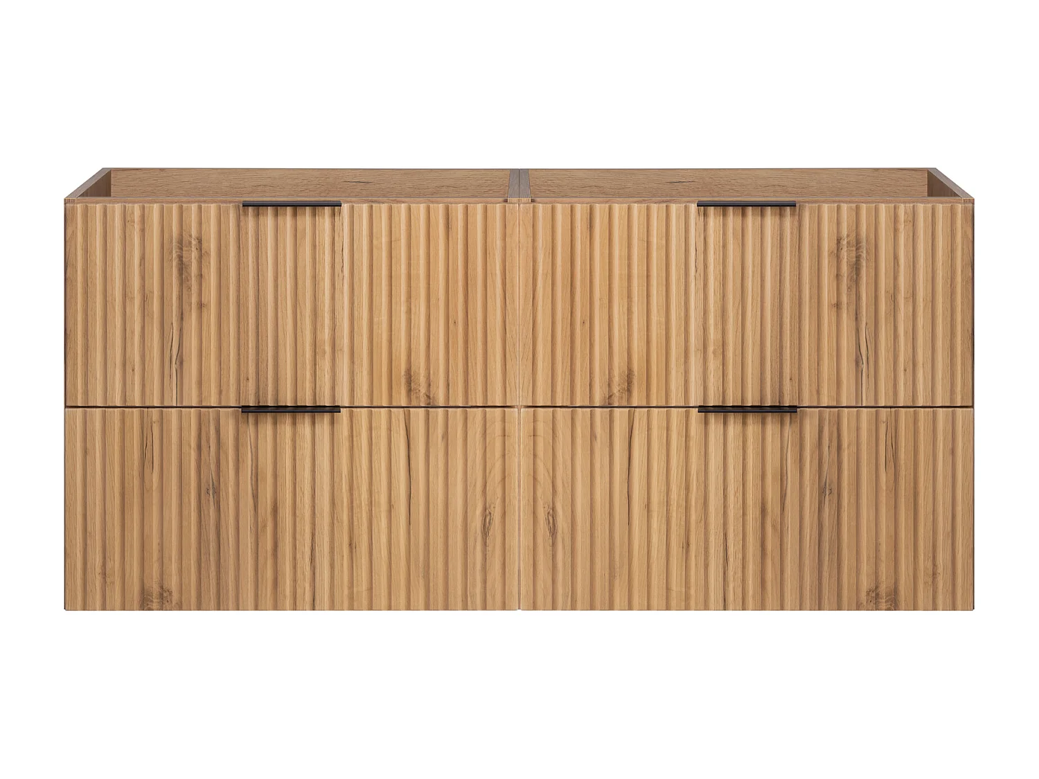 Meuble vasque, Chêne Craft + poignée noire, 120 (2 x 60) x 57 x 46 cm
