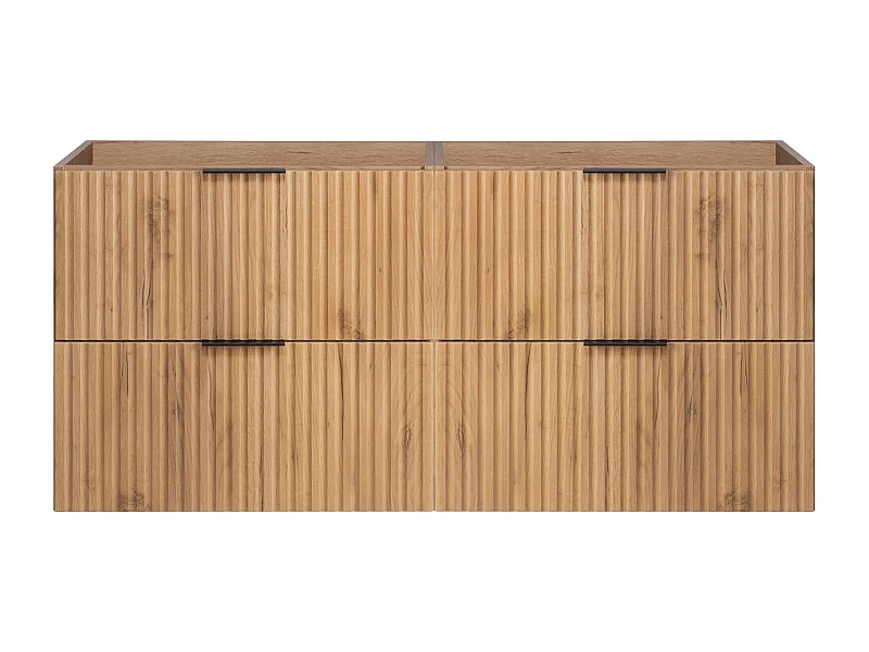 Meuble vasque, Chêne Craft + poignée noire, 120 (2 x 60) x 57 x 46 cm