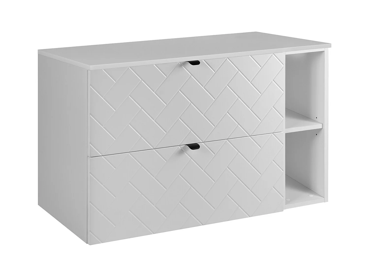 Meuble de salle de bain, Blanc Mat, 100 x 57 x 46 cm, poignées noires