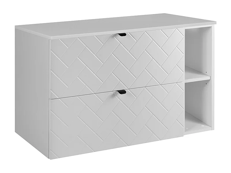 Meuble de salle de bain, Blanc Mat, 100 x 57 x 46 cm, poignées noires