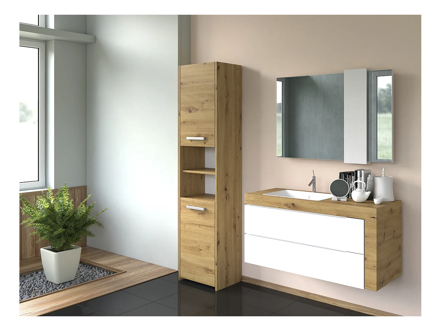 Badezimmerschrank, Artisan Oak, 170 x 40 x 30 cm