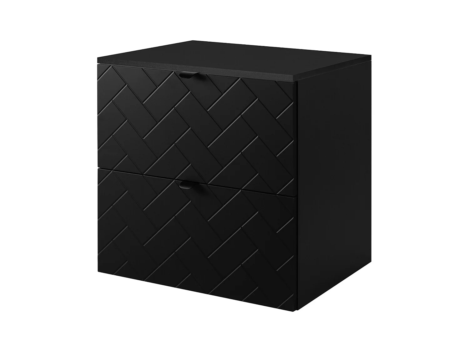 Meuble de salle de bain, Noir Mat, 60 x 57 x 46 cm, poignées noires