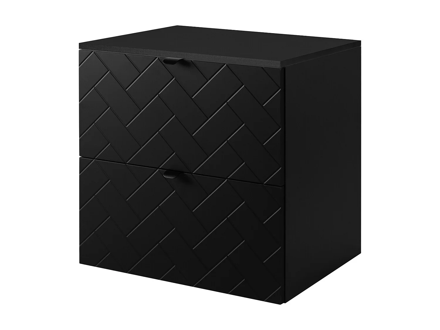 Meuble de salle de bain, Noir Mat, 60 x 57 x 46 cm, poignées noires