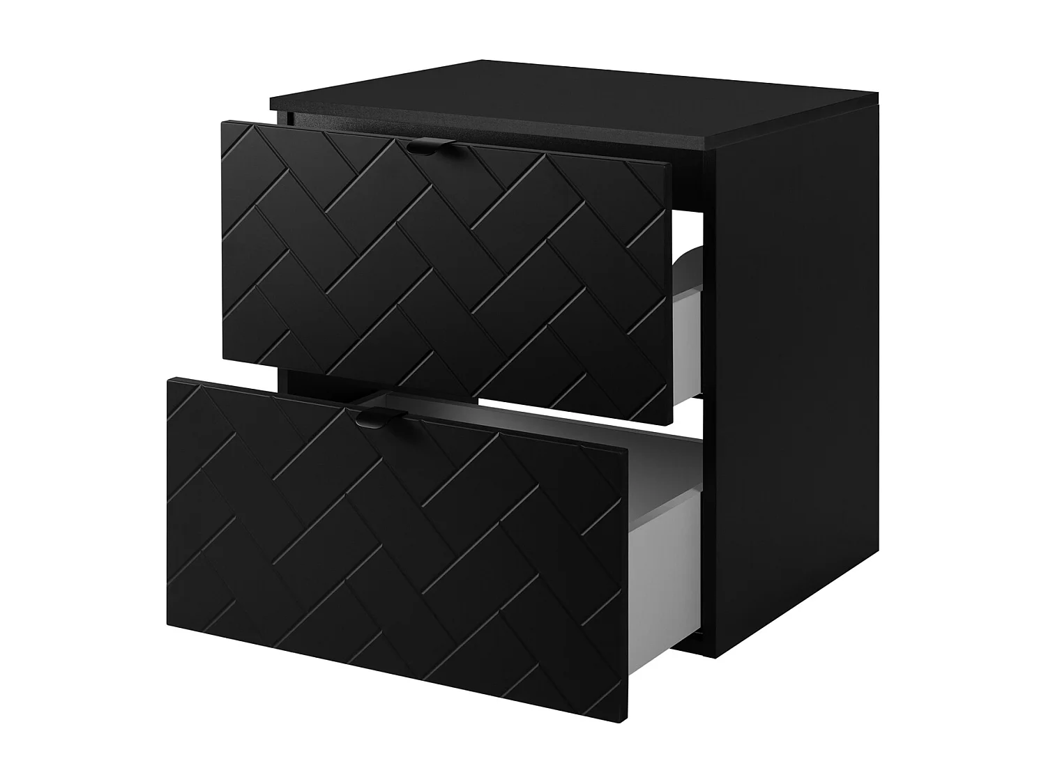 Meuble de salle de bain, Noir Mat, 60 x 57 x 46 cm, poignées noires