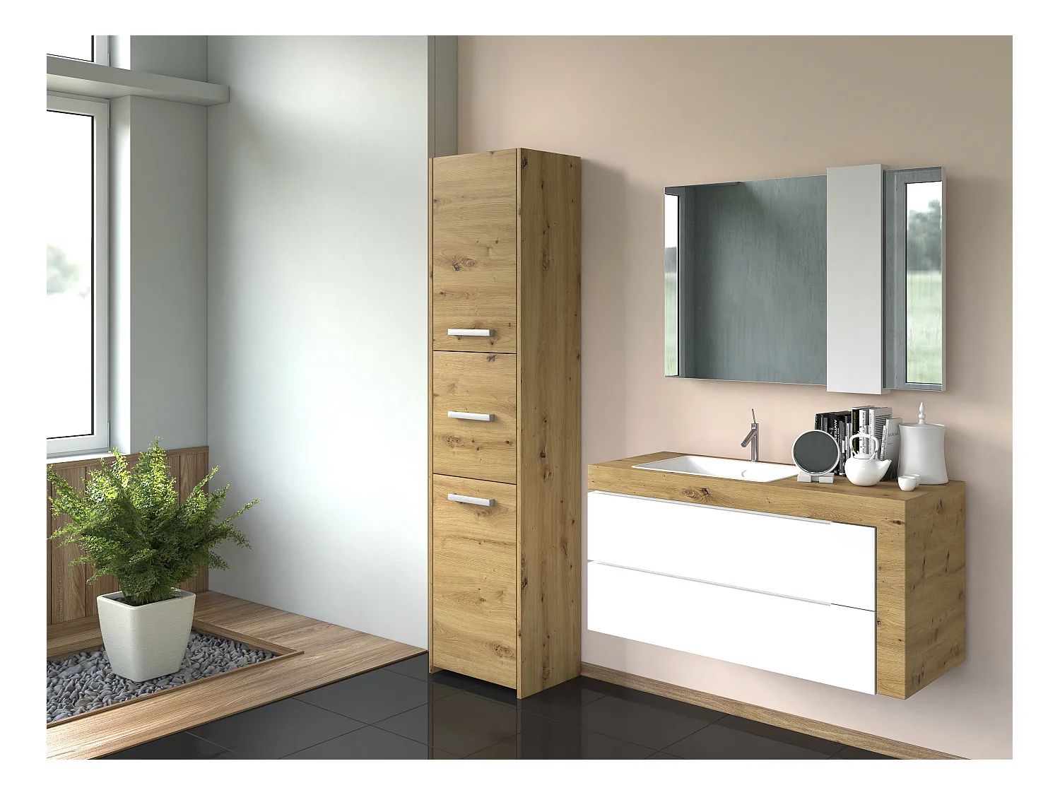 Armoire de salle de bain, Chêne Artisan, 70 x 40 x 30 cm