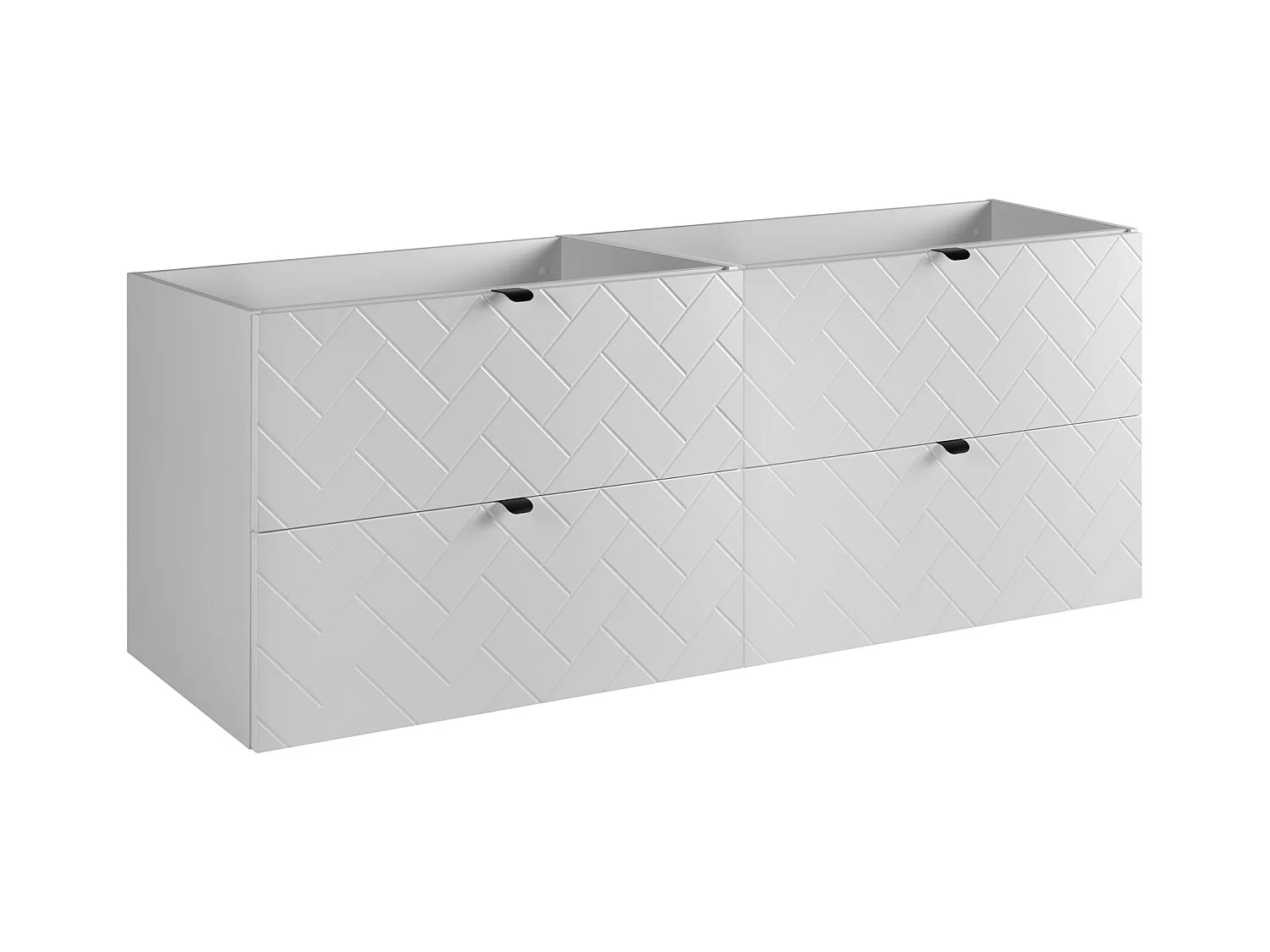 Meuble de salle de bain, Blanc Mat, 160 x 57 x 46 cm, poignées noires