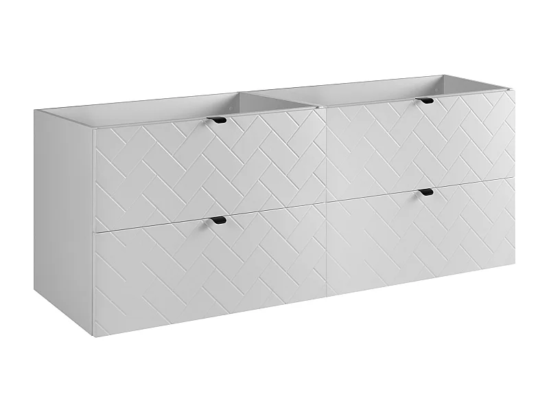 Meuble de salle de bain, Blanc Mat, 160 x 57 x 46 cm, poignées noires