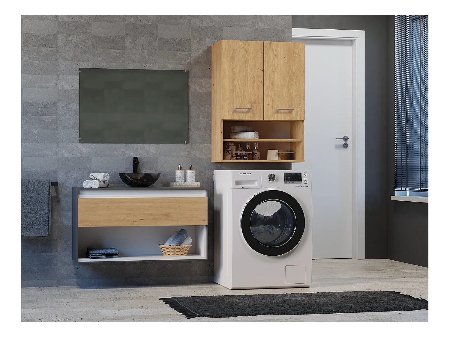 Armoire pour machine à laver, 30 x 64 x 90 cm, Chêne Artisan