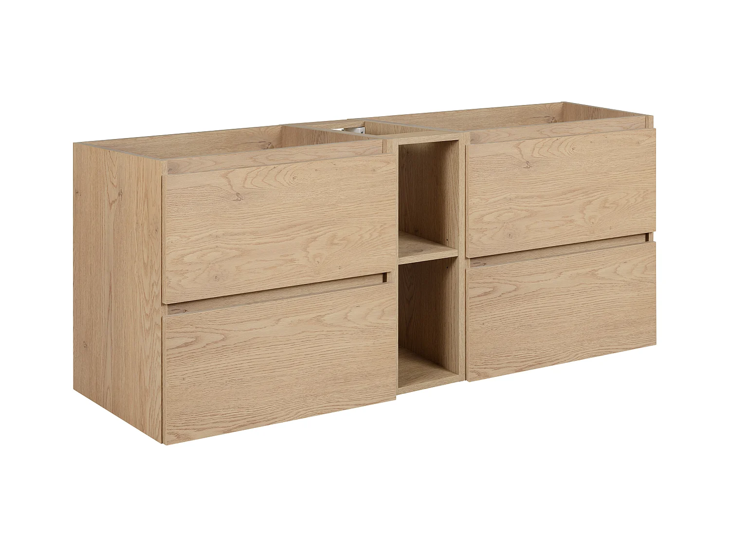 Meuble de salle de bain 140 cm (2 X 60 + 20), Couleur : Chêne Clair, 140 x 57 x 46 cm, sans plan de travail