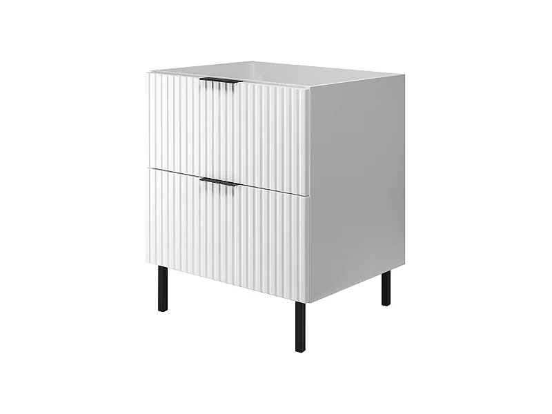 Mueble de lavabo, Blanco + tirador negro, 60 x 77 x 46 cm, patas Negros, sin encimera