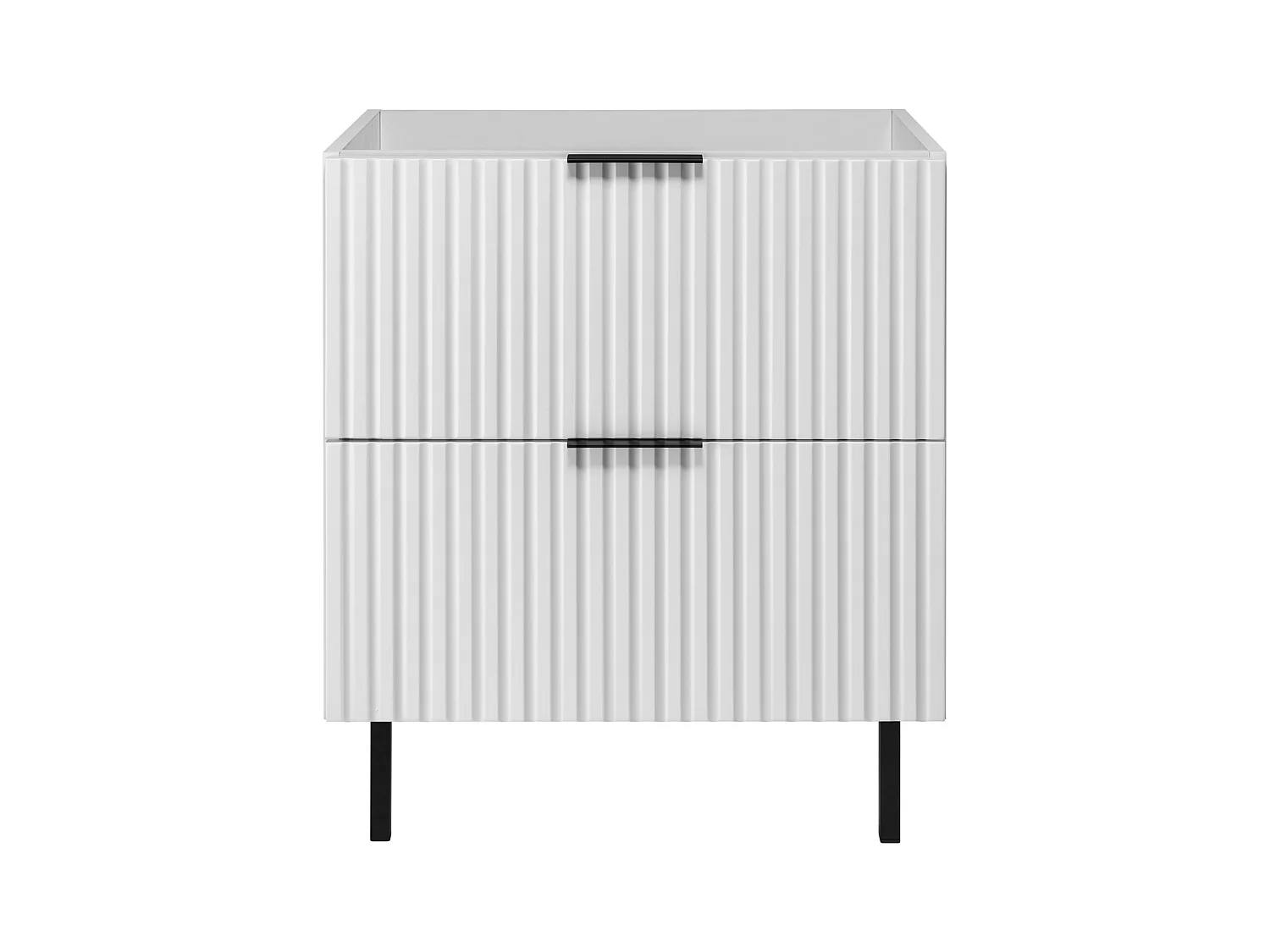 Meuble vasque, Blanc, 60 x 77 x 46 cm, poignée noire, sans plateau