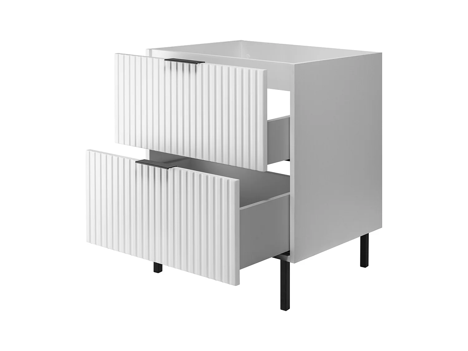 Meuble vasque, Blanc, 60 x 77 x 46 cm, poignée noire, sans plateau