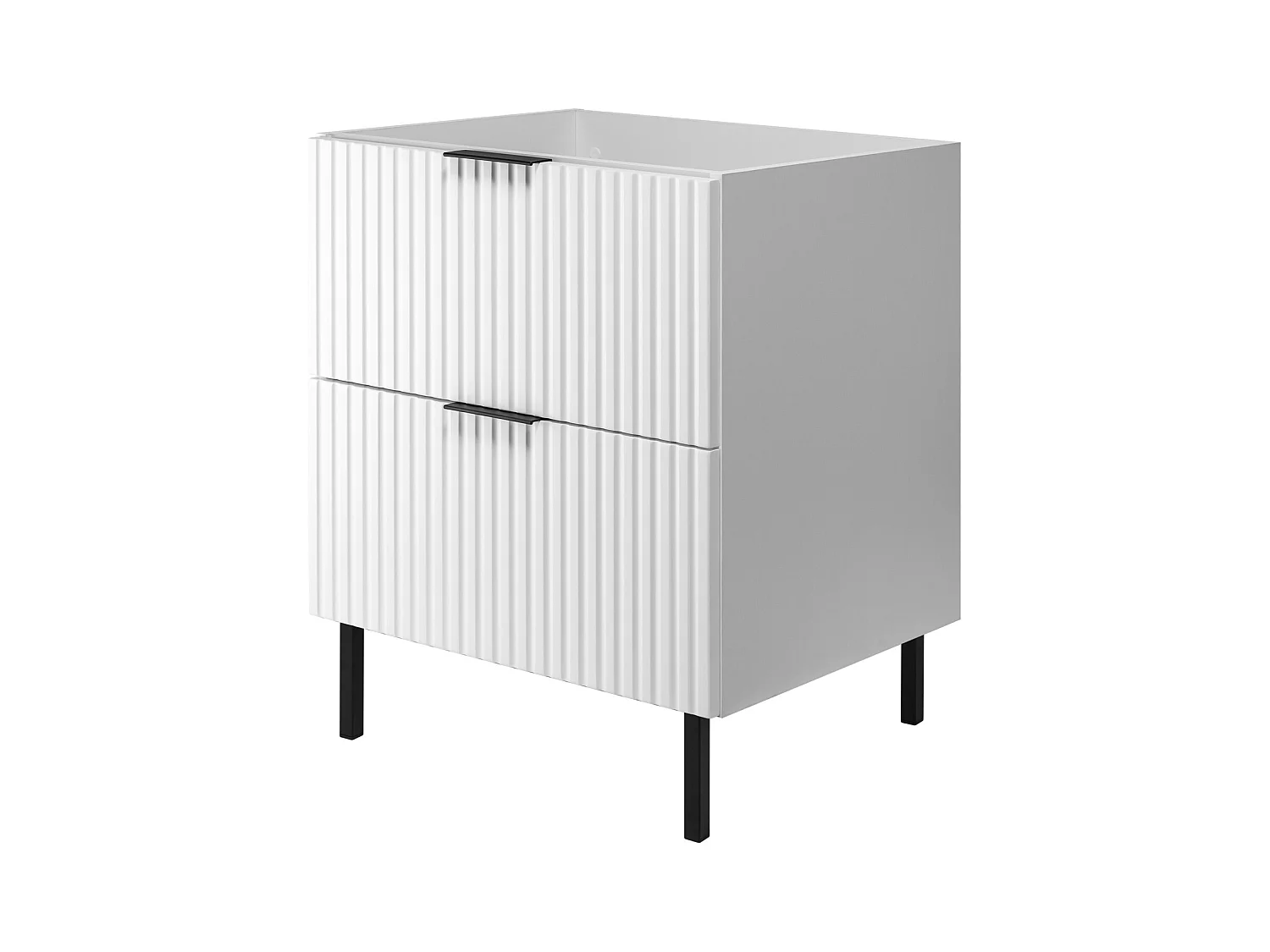 Meuble vasque, Blanc, 60 x 77 x 46 cm, poignée noire, sans plateau