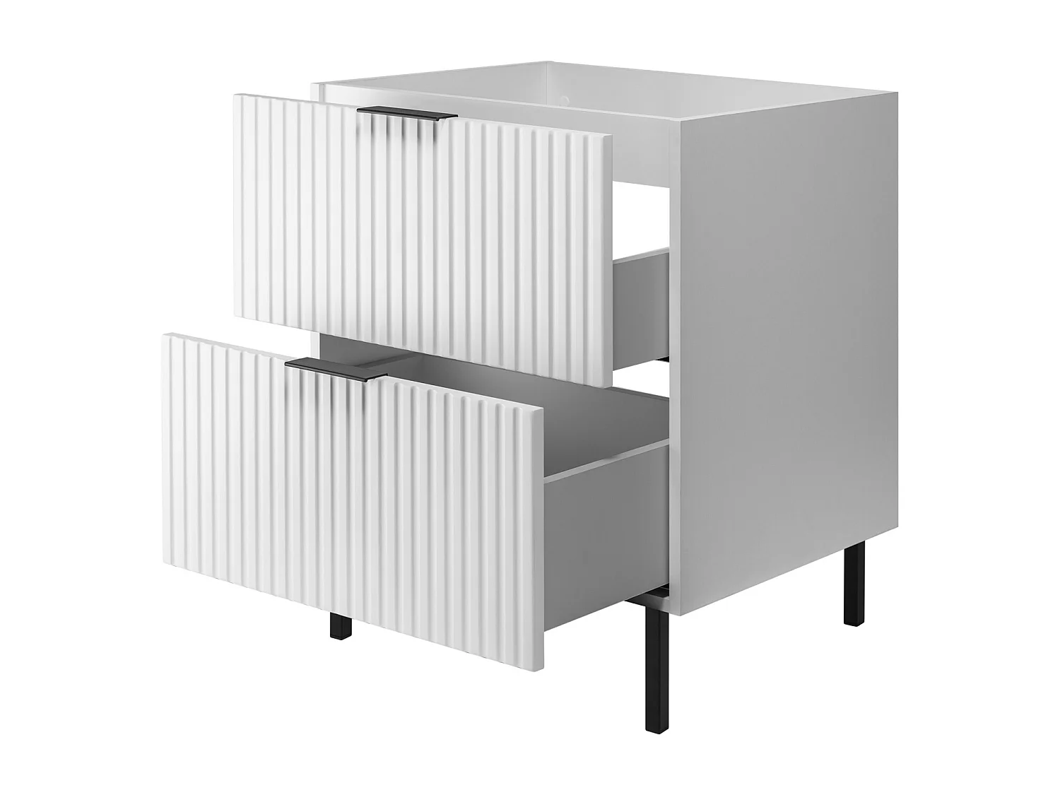 Meuble vasque, Blanc, 60 x 77 x 46 cm, poignée noire, sans plateau