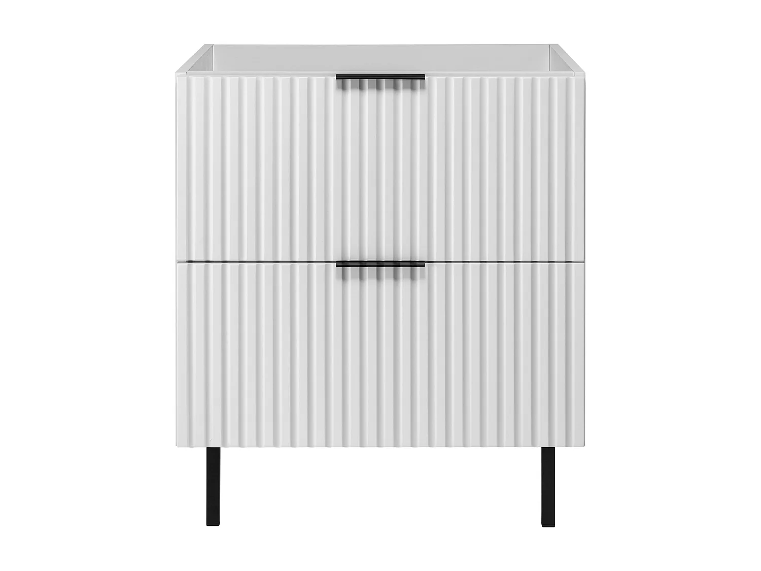 Meuble vasque, Blanc, 60 x 77 x 46 cm, poignée noire, sans plateau