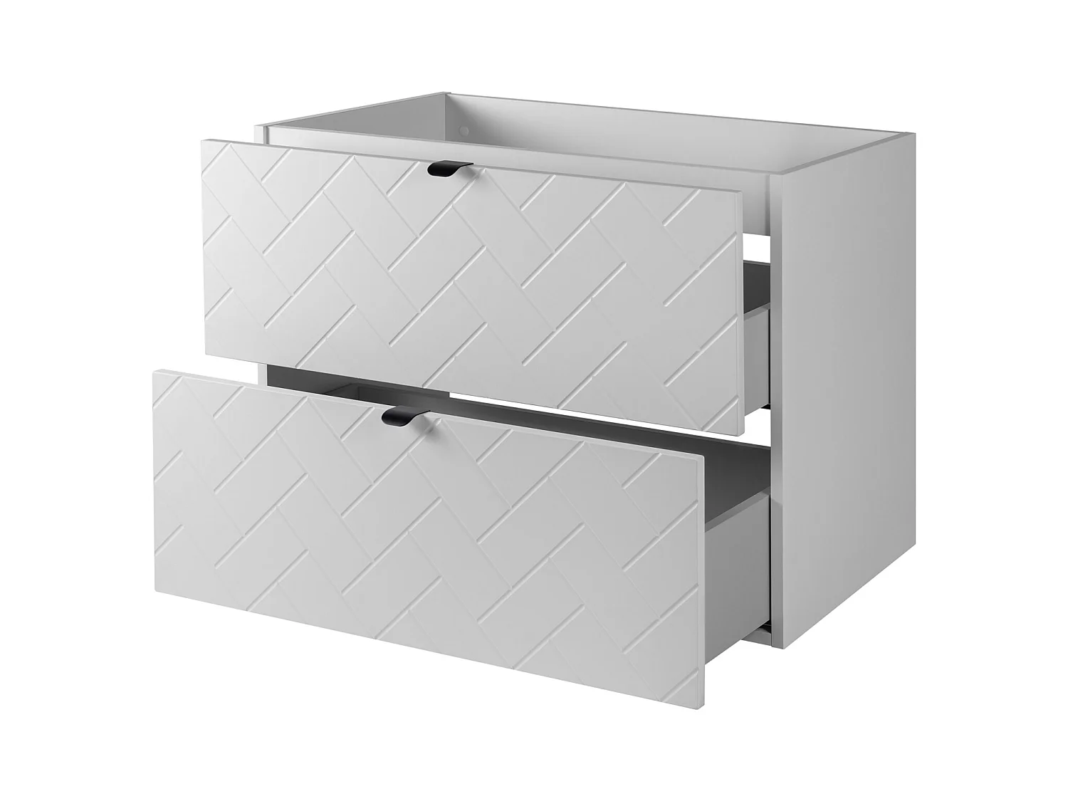 Badkamermeubel, Mat Wit, 80 x 57 x 46 cm, zwarte handgrepen