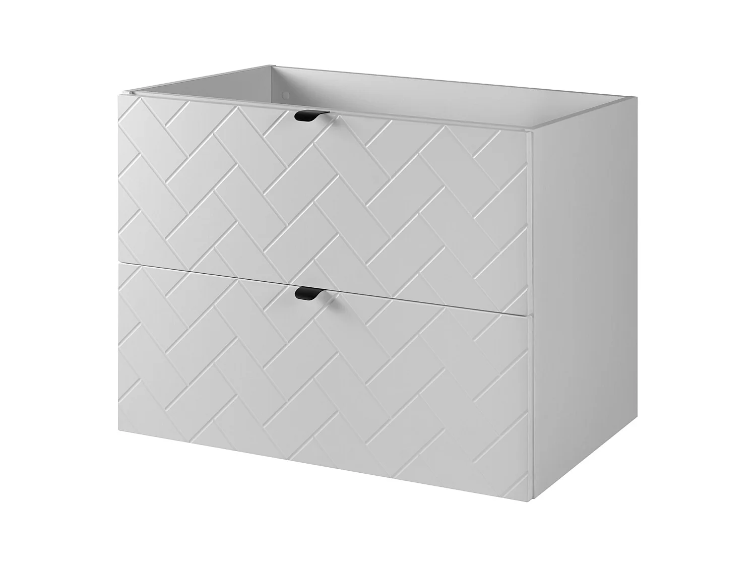 Meuble de salle de bain, Blanc Mat, 80 x 57 x 46 cm, poignées noires