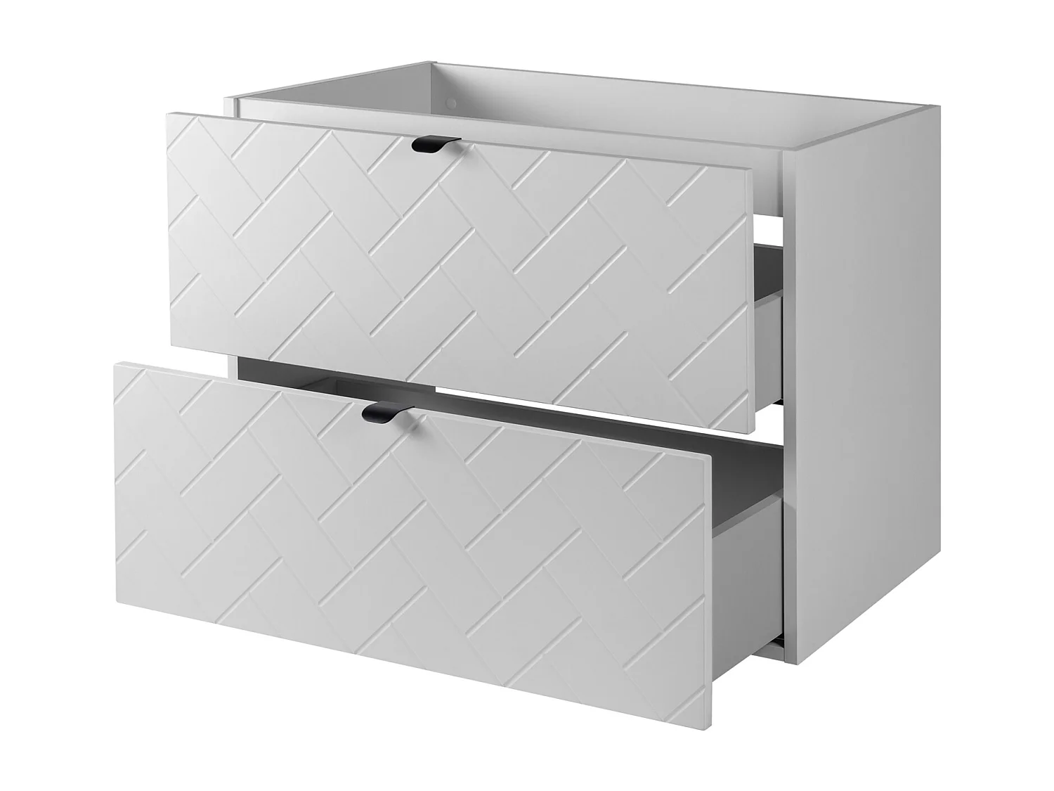 Badkamermeubel, Mat Wit, 80 x 57 x 46 cm, zwarte handgrepen