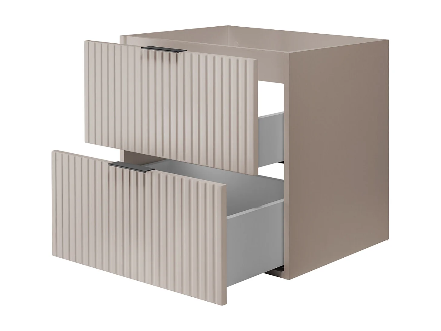 Meuble vasque, Cachemire + poignée noire, 120 (2 x 60)  x 77 x 46 cm, pieds noirs + Plan de travail