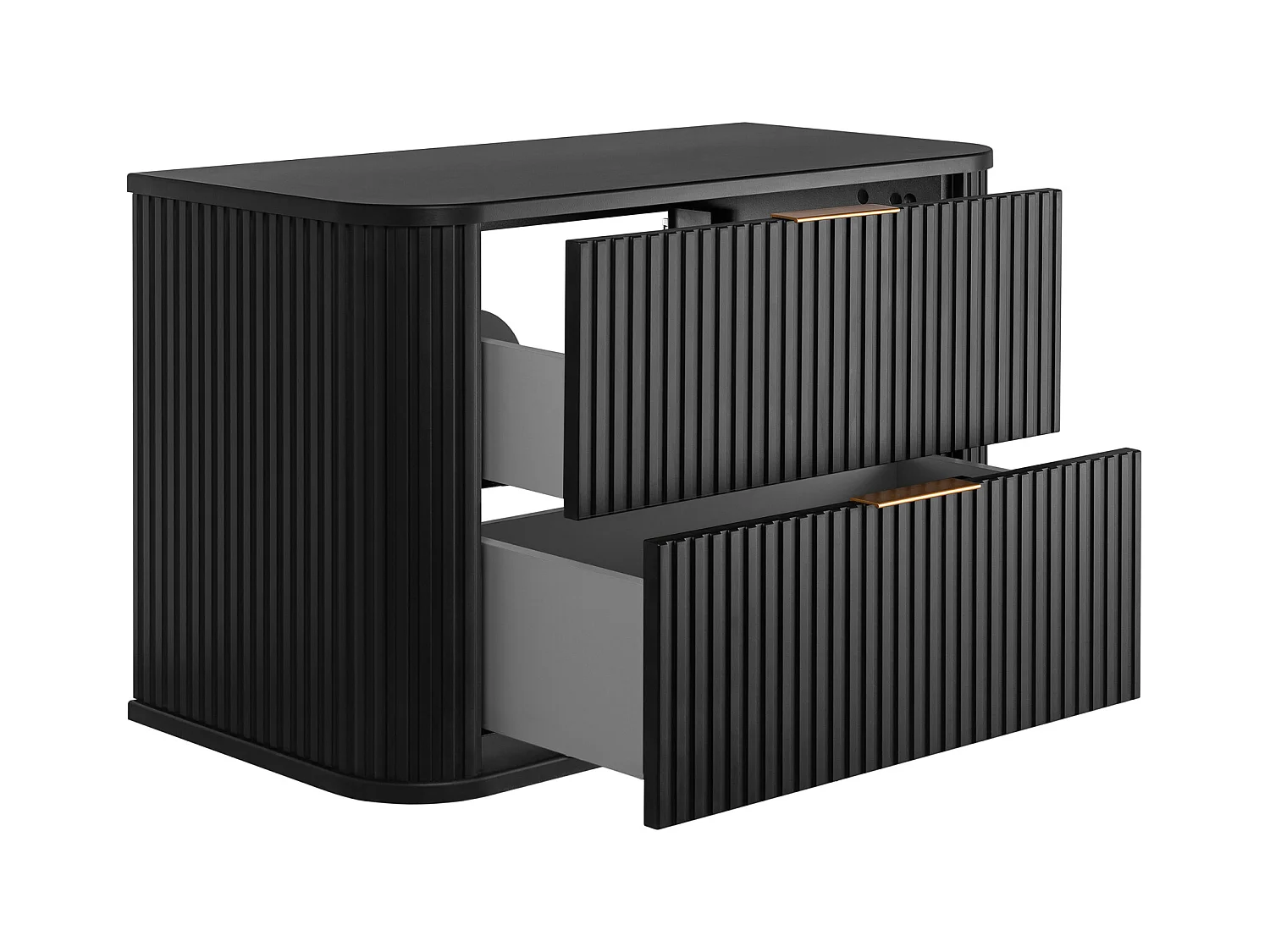 Meuble de salle de bain, noir avec poignée dorée, 80,4 x 51,7 x 41,5 cm