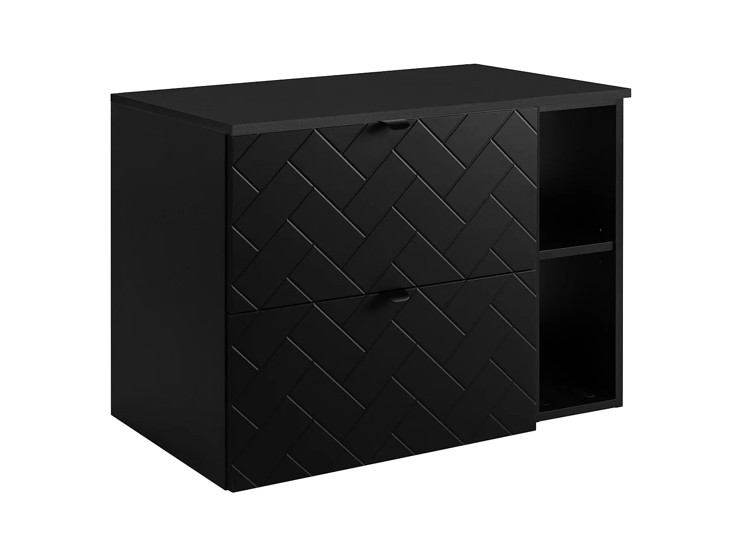 Meuble de salle de bain, Noir Mat, 80 x 57 x 46 cm, poignées noires