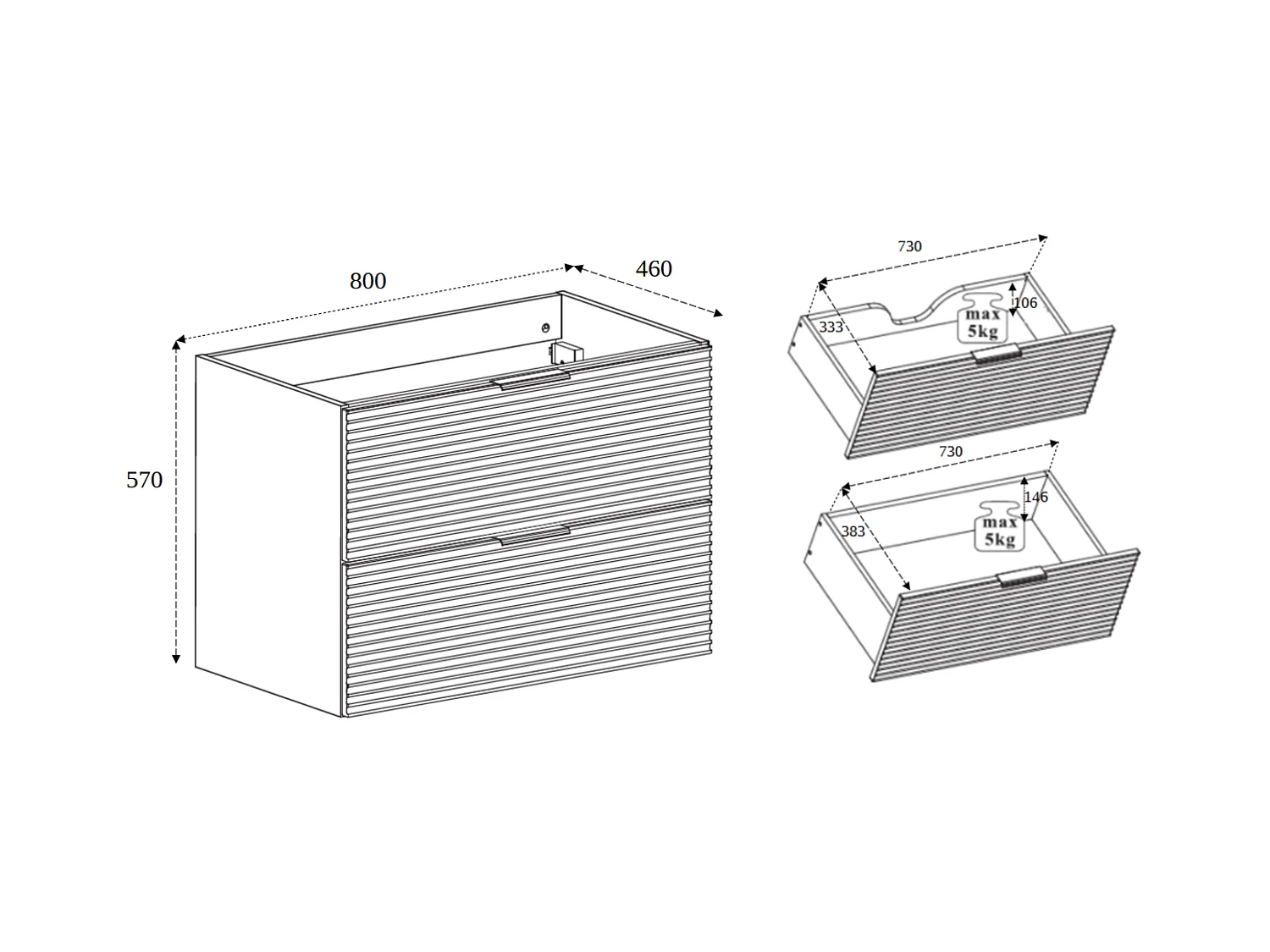 Meuble de salle de bain, Noir Mat, 80 x 57 x 46 cm