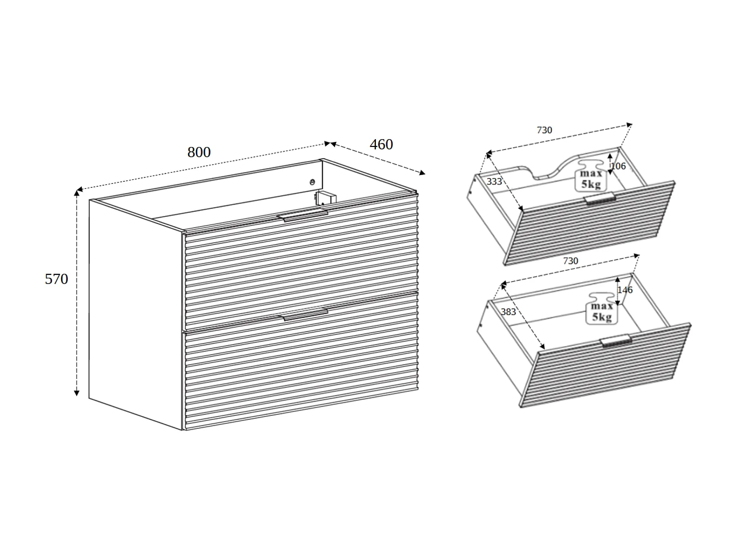 Meuble de salle de bain, Noir Mat, 80 x 57 x 46 cm