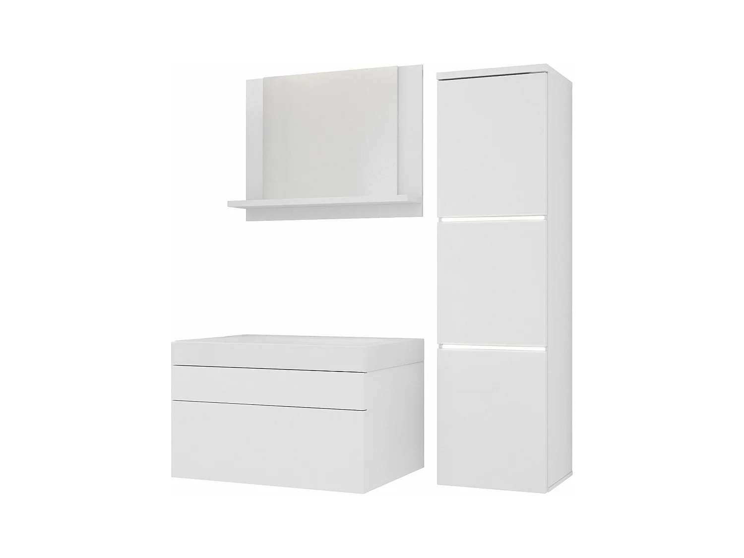 Ensemble meuble salle de bain, Blanc Mat, 90 x 110 cm
