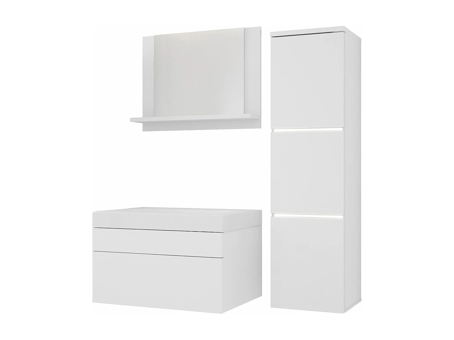 Conjunto de móveis de banheiro, branco mate, 90 x 110 cm