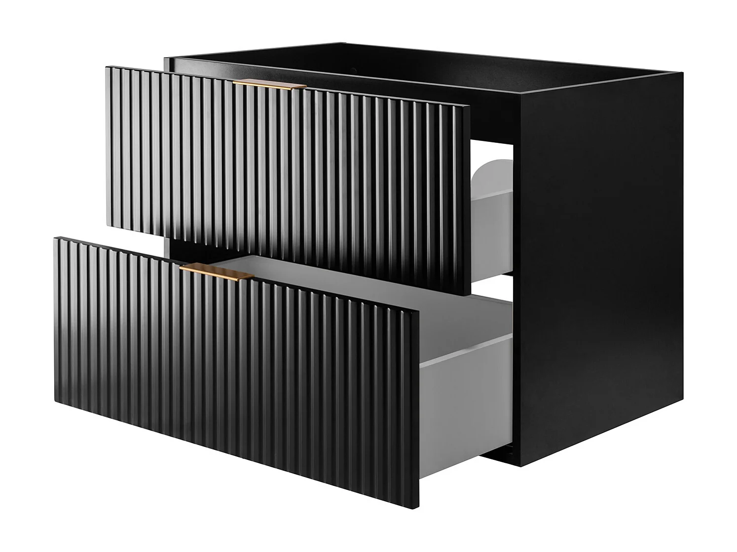 Meuble vasque, Noir / Chêne Craft + poignée dorée, 180 x 77 x 46 cm, pieds noirs + Plan de travail