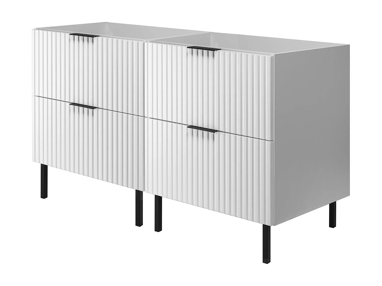 Meuble vasque, Blanc, 120 (2 x 60)  x 77 x 46 cm, poignée noire, sans plateau