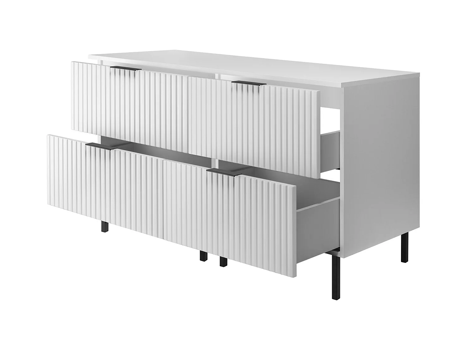 Meuble vasque, Blanc, 120 (2 x 60)  x 77 x 46 cm, poignée noire, sans plateau