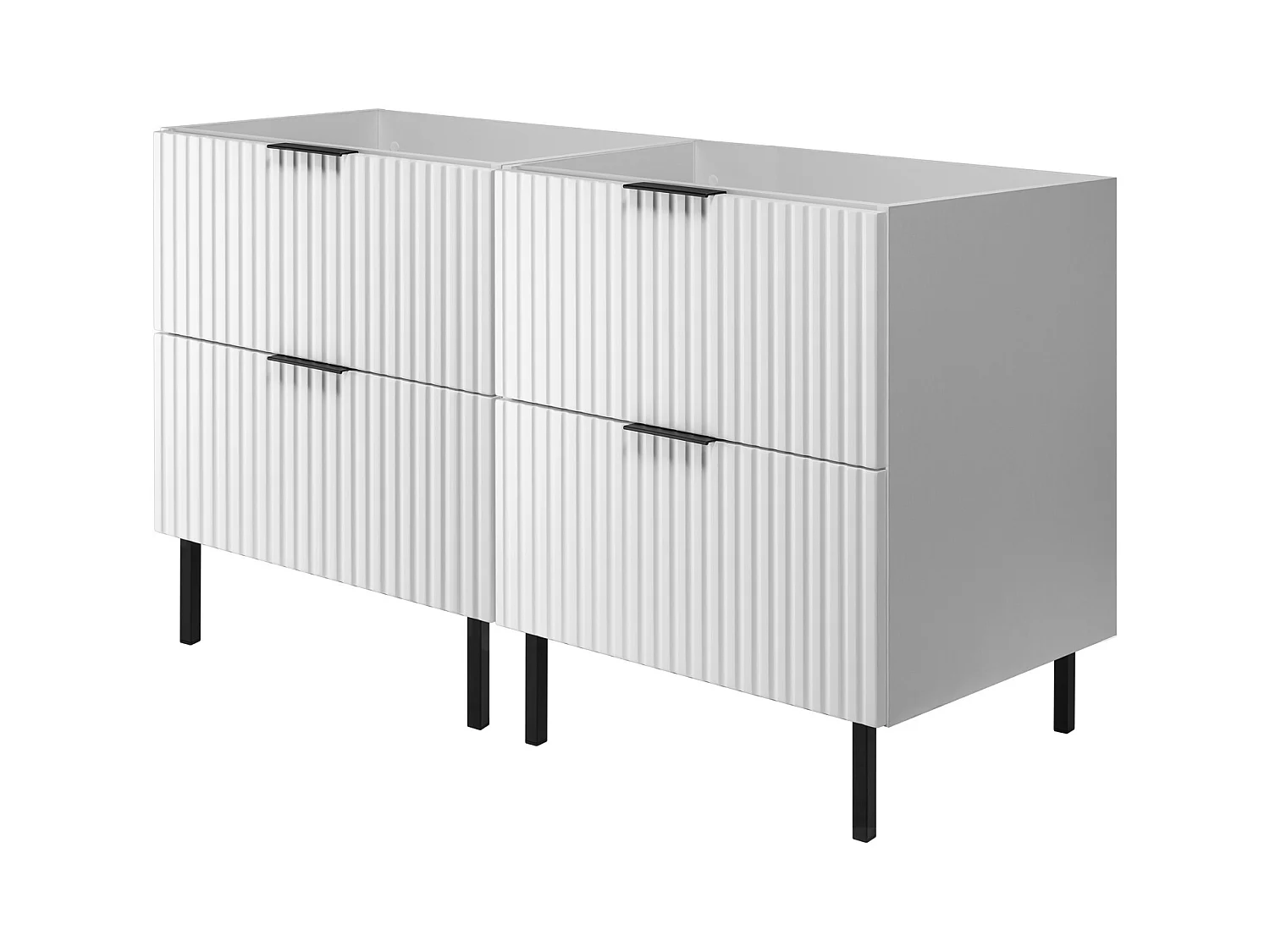 Meuble vasque, Blanc, 120 (2 x 60)  x 77 x 46 cm, poignée noire, sans plateau