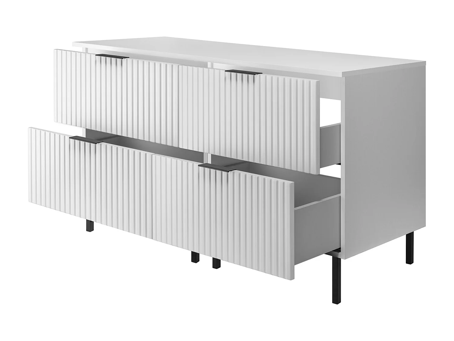 Meuble vasque, Blanc, 120 (2 x 60)  x 77 x 46 cm, poignée noire, sans plateau