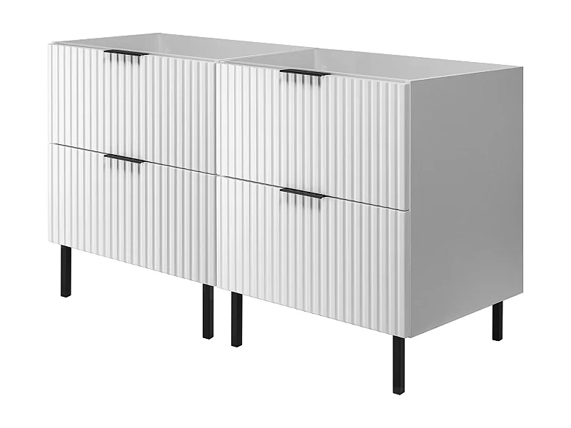 Meuble vasque, Blanc, 120 (2 x 60)  x 77 x 46 cm, poignée noire, sans plateau