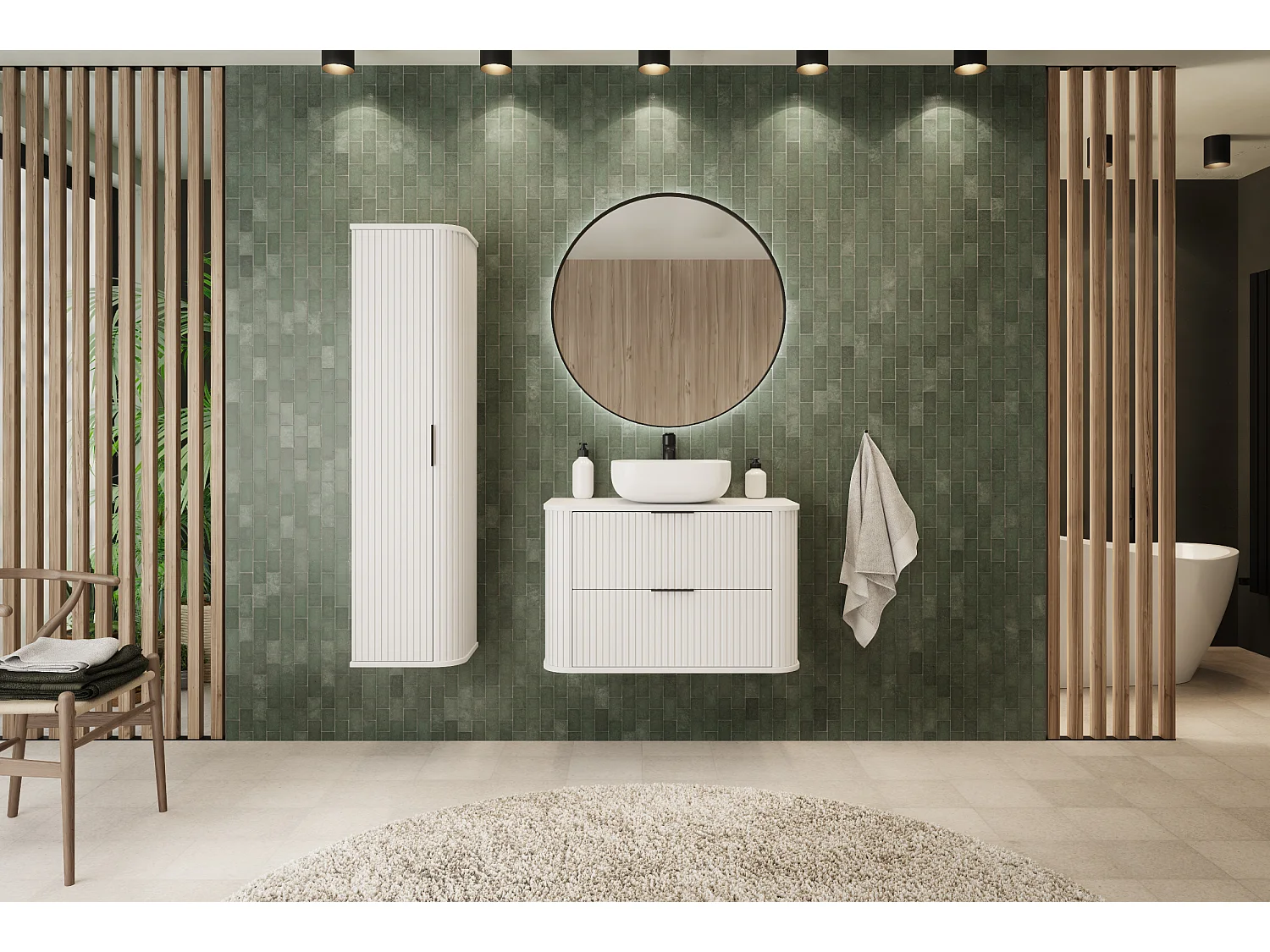 Meuble de salle de bain, blanc avec poignée noire, 80,4 x 51,7 x 41,5 cm