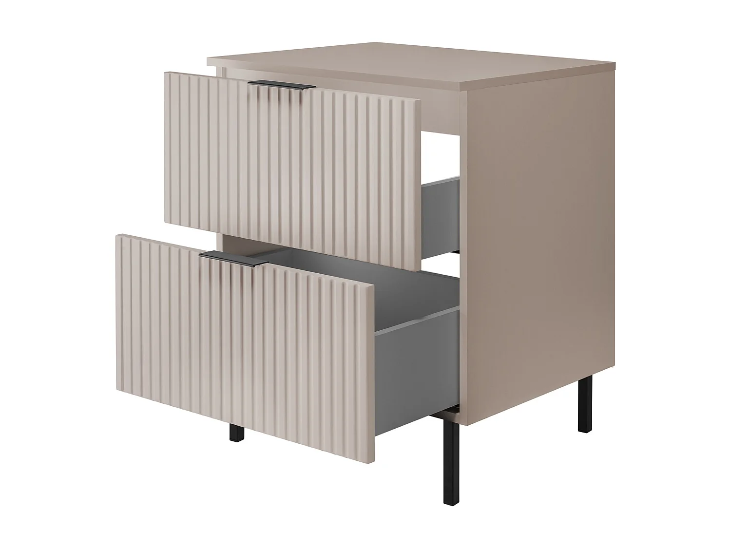 Meuble vasque, Cachemire + poignée noire, 60 x 77 x 46 cm, pieds noirs + Plan de travail