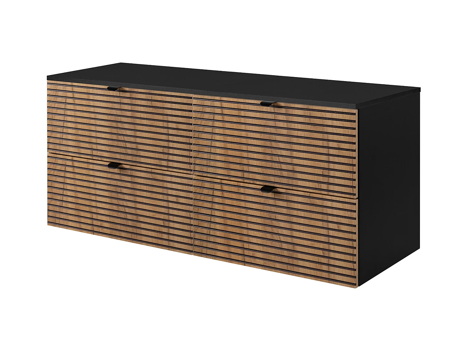 Meuble de salle de bain, Noir Mat, 120 x 57 x 46 cm