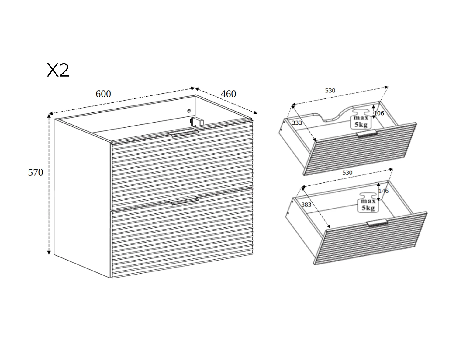 Badezimmermöbel, Mattschwarz, 120 x 57 x 46 cm