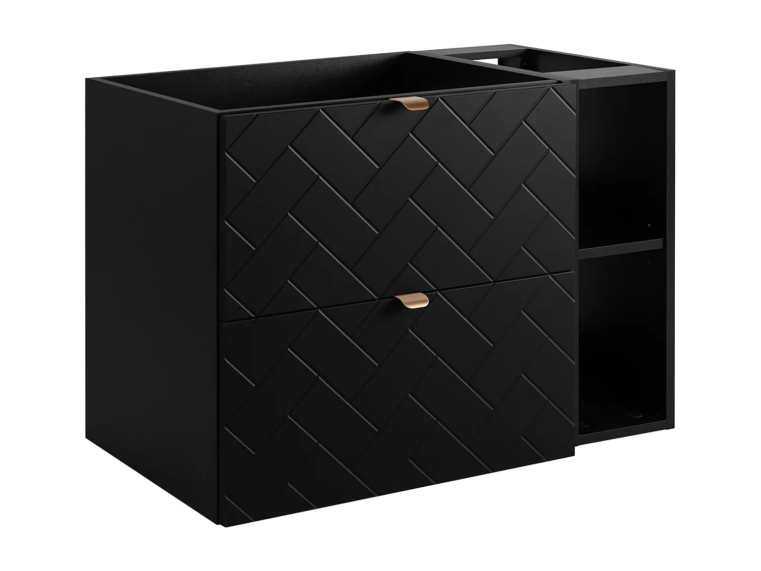 Meuble de salle de bain, Noir Mat, 80 x 57 x 46 cm, poignées dorées