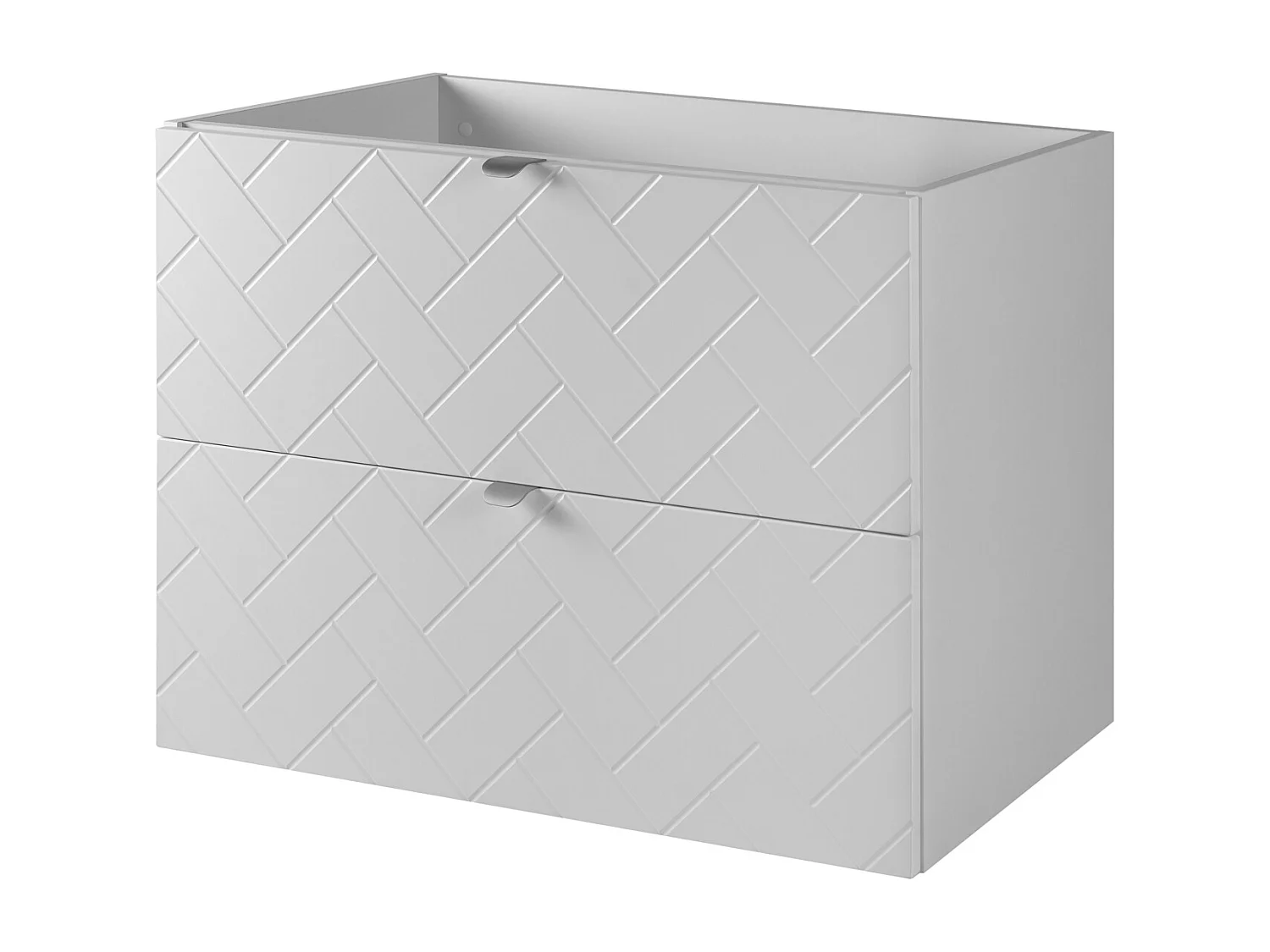 Meuble de salle de bain, Blanc Mat, 80 x 57 x 46 cm, poignées argentées