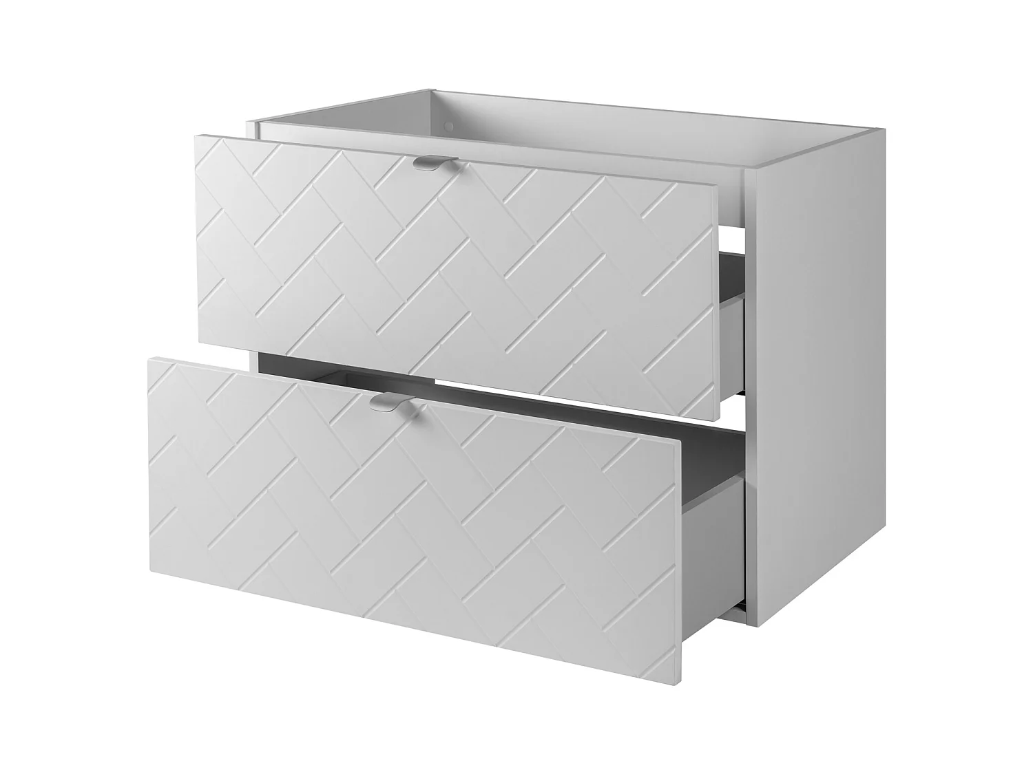 Meuble de salle de bain, Blanc Mat, 80 x 57 x 46 cm, poignées argentées