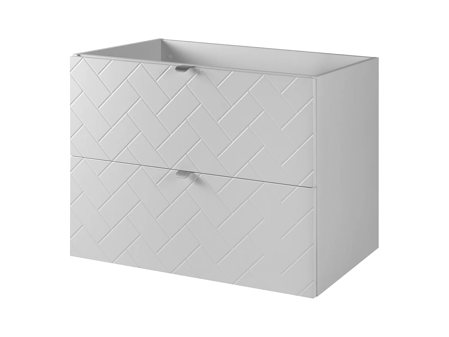 Meuble de salle de bain, Blanc Mat, 80 x 57 x 46 cm, poignées argentées