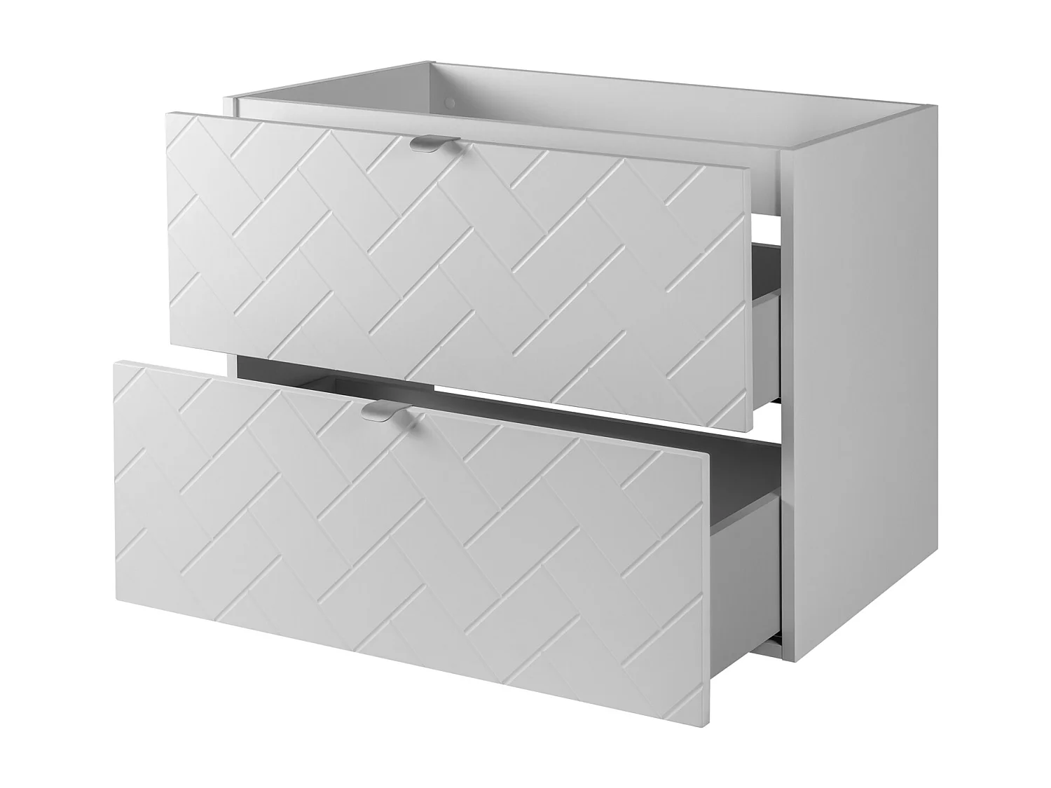 Meuble de salle de bain, Blanc Mat, 80 x 57 x 46 cm, poignées argentées